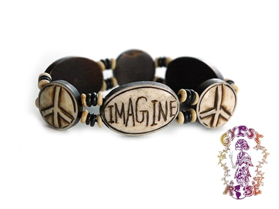 IMAGINE PEACE STRETCH BONE BRACELET