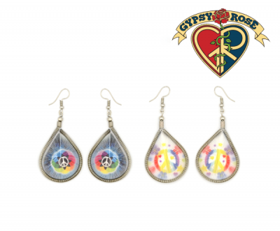 Assorted Peace Design Thread Teardrop Earrings