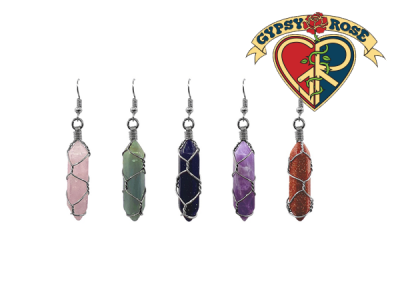 Full Wire Wrapped Stone Point Earrings