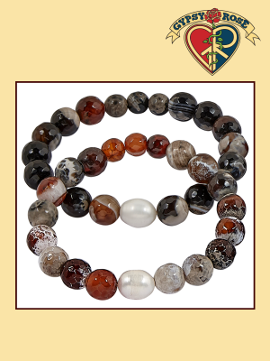 Semi Precious Stone With Freshwater Pearl Bracelet
