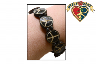 PEACE SYMBOL STRETCH BONE BRACELET