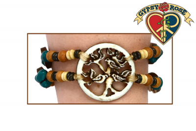 Birds On Branches Carved Bone Anklet Bracelet