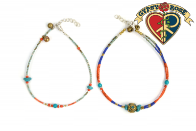 Tibetan Stone Assorted Pattern Anklet Bracelet
