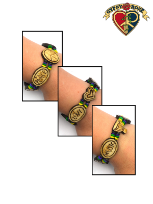 Peace Love Music Stretchy Bone And Bead Bracelet