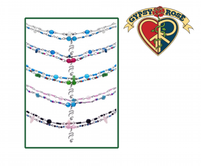 Crystal Beaded Anklet With Baby Crystals And Hanging Wrapped Crystal
