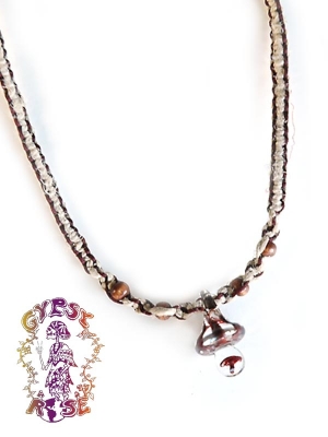 GLASS MUSH WITH WOOD BEADS ON HEMP CHOKER