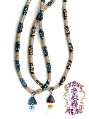 MUSHROOM WITH FIMO BEADS AND HEMP CHOKER