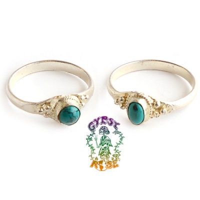 Boho Boogaloo Dainty Silvertone Ring w/ Gemstone