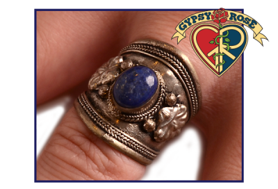 Wild Mountain Honey Antique Silvertone & Gemstone Adjustable Ring