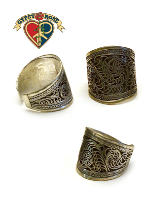 MOONDANCE METAL FILIGREE HANDWORK WIDE ADJUSTABLE RING