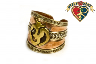 Om Triple Metal Wide Adjustable Ring