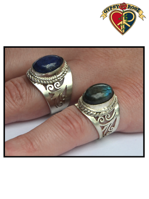 Semi Precious Stone Silver Plated Spiral Tree Ring
