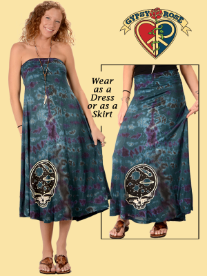 Stealie The Night Away Grateful Dead Tye Dye Spandex Blend Skirt / Maxi-Dress