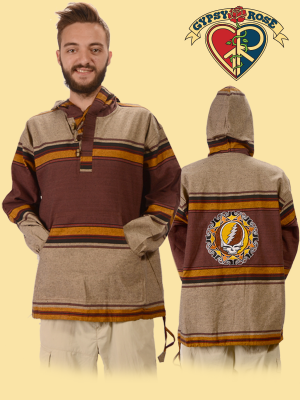 Grateful Dead Tribal Steal Your Face Striped Cotton Hoodie