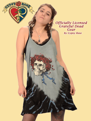 Grateful Dead Skull and Roses Tye Dye Viscose Mini Tank Dress