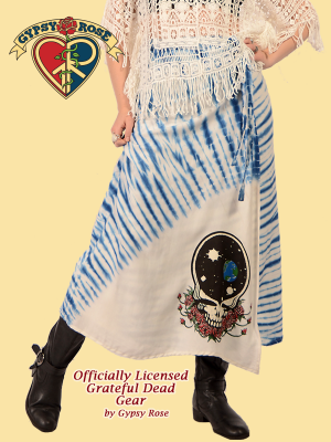 Grateful Dead Space Your Face Tye Dye Viscose Wrap Skirt