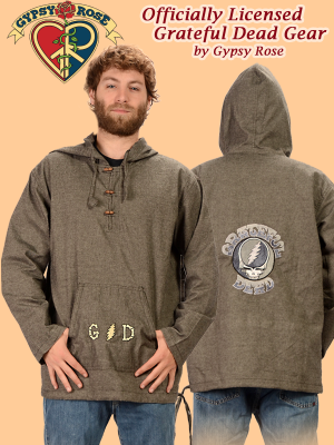 Grateful Dead Letters Steal Your Face Hand Embroidered Cotton Hoodie