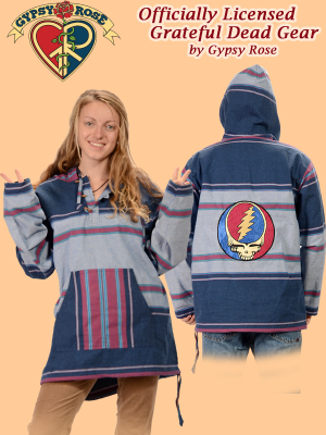 Grateful Dead Steal Your Face Hand Embroidered Striped Shyama Hoodie