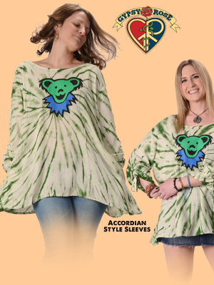 Grateful Dead Bear Face Tye Dye L/S Blouse