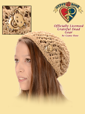 Grateful Dead Bear Bone Button Hemp and Cotton Head Sock Hat