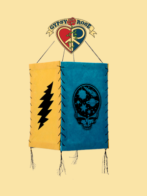 Stealie The Night Away and Bolts Grateful Dead 4 Sided Lantern