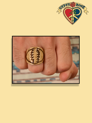 Grateful Dead Bolt Hand Carved Bone Ring