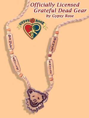 Grateful Dead Bear Face And Smile Dance Bone Bead Hemp Necklace
