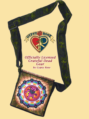 Grateful Dead Dancing Bear Mandala Hand Embroidered Messenger Bag