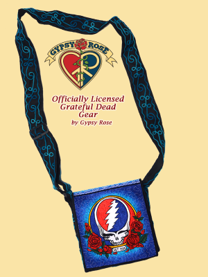 Good Ol' Grateful Dead Steal Your Face Roses Hand Embroidered Messenger Bag