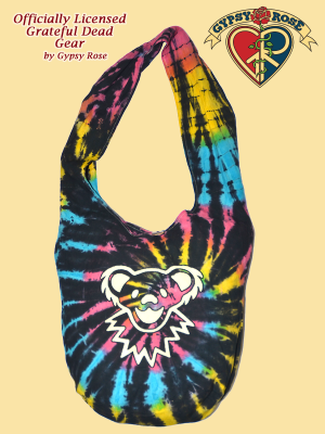 Grateful Dead Dancing Bear Face Tye Dye Cotton Peddler Bag