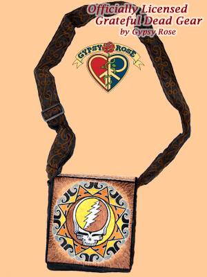 Grateful Dead Steal Your Face Tribal Mandala Hand Embroidered Messenger Bag