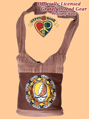 Grateful Dead Steal Your Face Tribal Mandala Hand Embroidered Cotton And Gheri Shoulder Bag