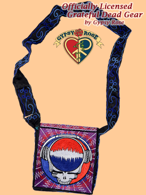 Grateful Dead Steal Your Sound Wave With Headphones Hand Embroidered Messenger Bag