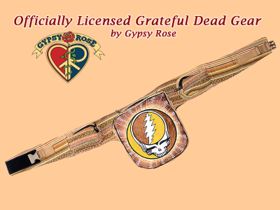 Grateful Dead Steal Your Face Hand Embroidered Gheri Hiprider Belt Bag