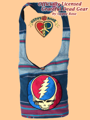 Grateful Dead Steal Your Face Hand Embroidered Shyama Peddler Bag