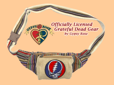 Grateful Dead Steal Your Face Hand Embroidered Cotton Hip Satchel