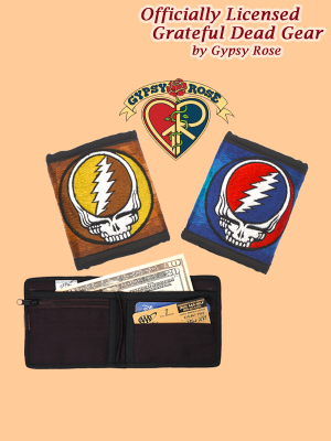 Grateful Dead Steal Your Face Hand Embroidered Bifold Wallet