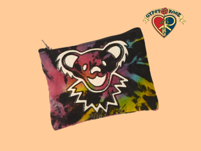 Grateful Dead Bear Face Lg Tye Dye Cotton Coin Purse