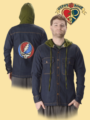 Steal Your Face Denim Hoodie With Jersey Hood
