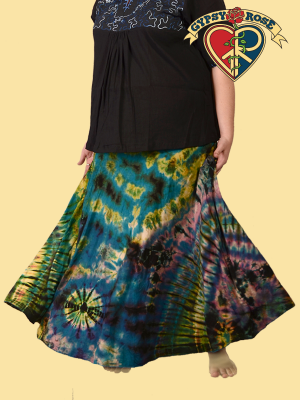 X-Large Starlight Tye Dye Spandex Blend Long Free Flow Skirt