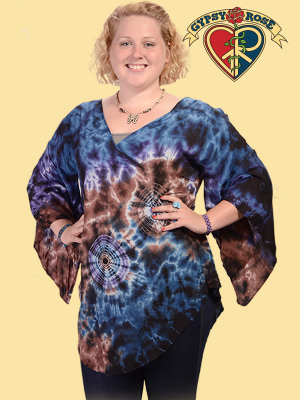 XL Electric Forest Tye Dye Rayon Angelic Blouse