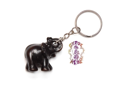 Thai Luck Elephant Carved Keychain