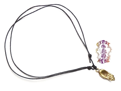 The Mindful Path Brass Lotus Hand Pendant On Cord Necklace