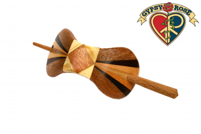 Patterned Curved Wood Hairstick