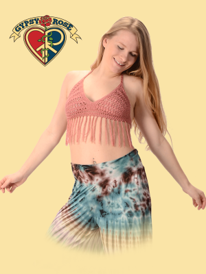 Wingin Out Crochet Fringe Halter Top