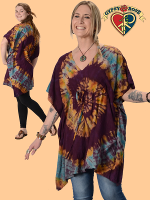 Electric Forest Tye Dye Rayon Poncho Dress