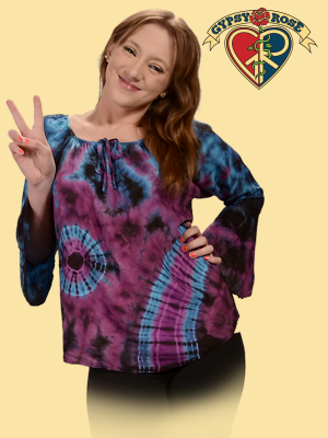 DYE VIBES DRAWSTRING TYE DYE RAYON HIPPIE TOP