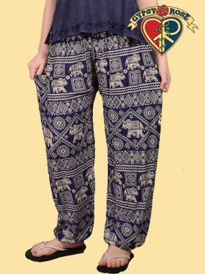 Elephants On Parade Rayon Harem Pants
