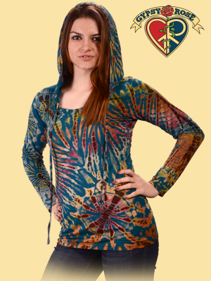 Electric Lady Tye Dye Spandex Blend Pullover Hoodie