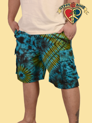 Rocket Man Tye Dye Cotton Cargo Shorts